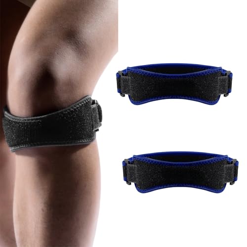 HSTWODE 2 Stück Kniebandage | Patellasehnenbandage | Kniestütze | Verstellbares Patella Strap,zur Entlastung, Führung & Stabilisierung der Patellasehne (Blau) von HSTWODE