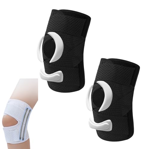 HSTWODE 2 Stück Kniestütze | Kniebandage | Sport Kniebandage | einstellbare Kniepackung mit Seitenstabilisatoren, für Meniskusriss,Arthritis Relief (Schwarz, M) von HSTWODE