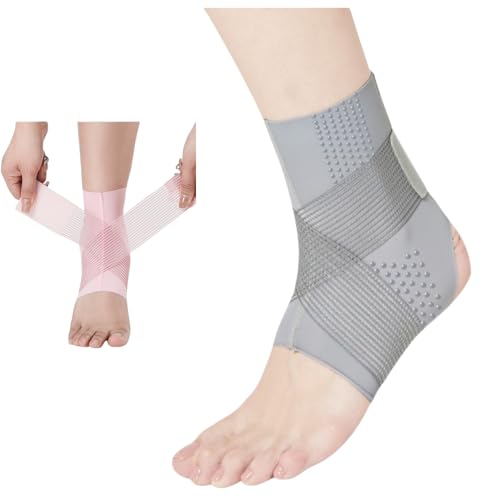 HSTWODE 2 Stück Knöchelbandage | Sprunggelenkbandage | Bandage Fußgelenk für Männer/Frauen |für Schmerzen, Verstauchungen & Sportverletzungen (Grau, L) von HSTWODE