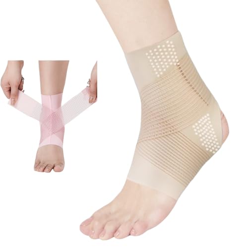 HSTWODE 2 Stück Knöchelbandage | Sprunggelenkbandage | Bandage Fußgelenk für Männer/Frauen |für Schmerzen, Verstauchungen & Sportverletzungen (Hautfarbe, M) von HSTWODE