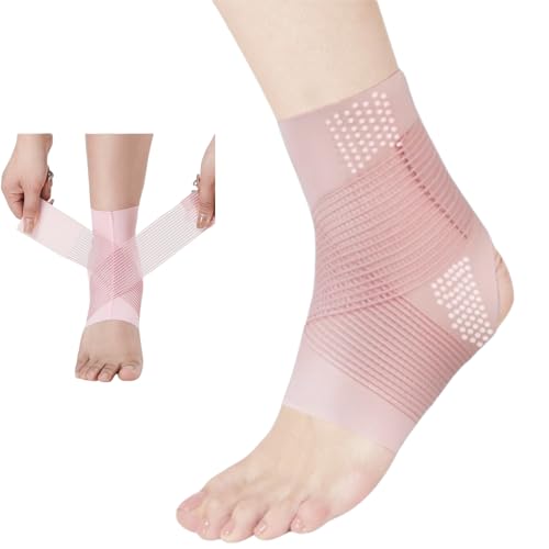 HSTWODE 2 Stück Knöchelbandage | Sprunggelenkbandage | Bandage Fußgelenk für Männer/Frauen |für Schmerzen, Verstauchungen & Sportverletzungen (Pink, XXL) von HSTWODE
