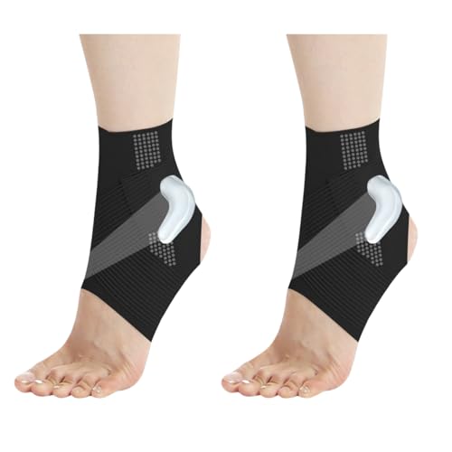 HSTWODE 2 Stück Sprunggelenkbandage | Bandage Fußgelenk | Atmungsaktiv Fußbandage | Flexible knöchelbandag | Rechte und Linke Fußgelenk (Schwarz, XXL) von HSTWODE
