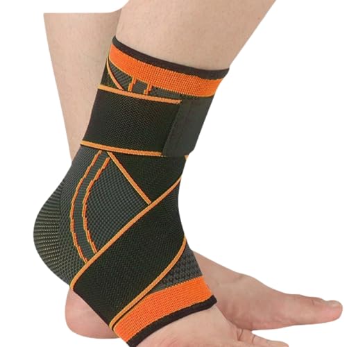 HSTWODE 2 Stück Sprunggelenkbandage | Verstellbare Knöchelbandage |Knöchelbandage Sprunggelenk | für Plantarfasziitis, Achillessehne, Fußbandage Sprunggelenk (Orange, L) von HSTWODE