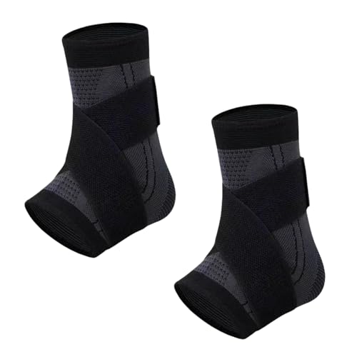 HSTWODE 2 Stück Sprunggelenkbandage | Verstellbare Knöchelbandage |Knöchelbandage Sprunggelenk | für Plantarfasziitis, Achillessehne, Fußbandage Sprunggelenk (Schwarz, M) von HSTWODE