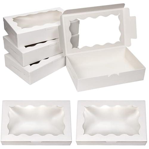 HSTWODE 20 Cupcake Transportbox Karton mit Sichtfenster -18cmx 11cm x4cm- Einwegverpackungsboxen - Für Kekse, Muffin, Torten, Pralinen Verpackung & Cupcake Box (Weiße Farbe) von HSTWODE