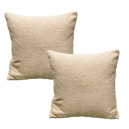 HSTWODE 2er Set Dekorativer Couch-Kissenbezug Weihnachten Kissenbezug 45×45cm kuschelkissen Boho Deko Kissen Flauschig für Stuhl, Sofa, Schlafzimmer, Wohnzimmer, Heimdekoration (Beige) von HSTWODE