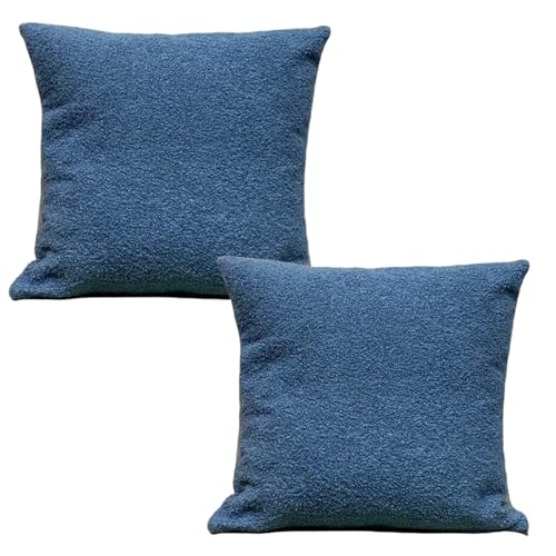 HSTWODE 2er Set Dekorativer Couch-Kissenbezug Weihnachten Kissenbezug 45×45cm kuschelkissen Boho Deko Kissen Flauschig für Stuhl, Sofa, Schlafzimmer, Wohnzimmer, Heimdekoration (Blau) von HSTWODE