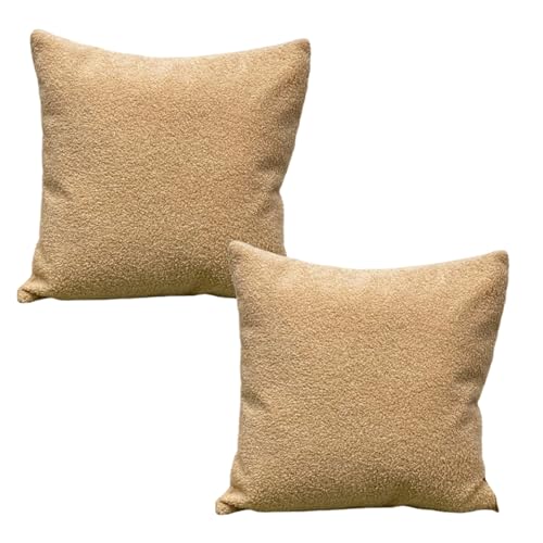 HSTWODE 2er Set Dekorativer Couch-Kissenbezug Weihnachten Kissenbezug 45×45cm kuschelkissen Boho Deko Kissen Flauschig für Stuhl, Sofa, Schlafzimmer, Wohnzimmer, Heimdekoration (Camel) von HSTWODE