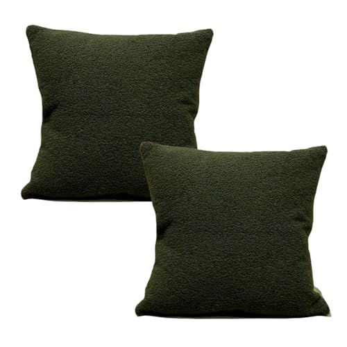 HSTWODE 2er Set Dekorativer Couch-Kissenbezug Weihnachten Kissenbezug 45×45cm kuschelkissen Boho Deko Kissen Flauschig für Stuhl, Sofa, Schlafzimmer, Wohnzimmer, Heimdekoration (Dunkelgrün) von HSTWODE