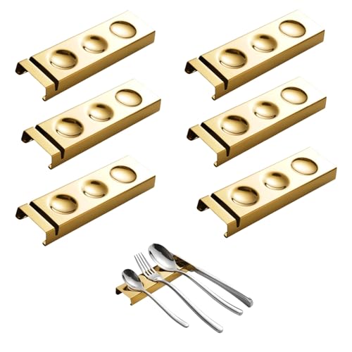 HSTWODE 4/6 Stück Edelstahl 304 MesserbäNkchen,StäBchen Kissen,StäBchenhalter,EssstäBchen Rests FüR Esstisch,FüR Verschiedene Essensszenen,Dekoration Auf Dem Esstisch Verwendet Werden (6, Gold(4)) von HSTWODE