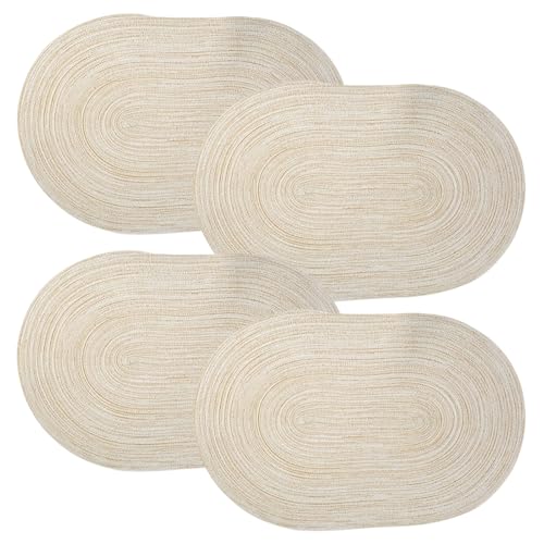 HSTWODE 4 Stück Ovale geflochtene Platzsets, wiederverwendbar & hitzebeständig - rutschfeste Platzdeckchen für Esstische, natürlich gewebt (Beige) von HSTWODE
