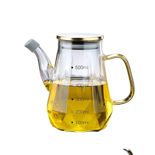 HSTWODE 5/7/900ml Borosilikatglas Ölflasche Tropf- und auslaufsichere ölflaschen- Ideal zum Ausgießen und Träufeln von Olivenöl und anderen Flüssigkeiten (transparent, 500ml) von HSTWODE