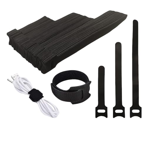 HSTWODE 50pcs wiederverwendbare Klettkabelbinder,120mm-400mm， Kabel Klettband Wiederverschließbar Klett Kabelbinder Klettverschluss für Home Office Büro und Gartena (12 * 250mm) von HSTWODE