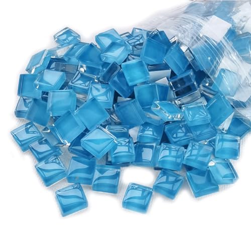 HSTWODE Glasmosaikfliesen Mosaiksteine,Blaue und lila Serie Bulk-Quadrat Glassteine Glasfliesen, 450 g, 1 x 1 cm für Basteln, Haus Deko (Blau 5) von HSTWODE