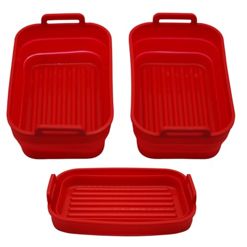 HSU'S Silikon-Backform für Heißluftfritteuse, 2 Stück, Rot, Antihaftbeschichtet, Spülmaschinenfest, Platinsilikon, von HSU'S
