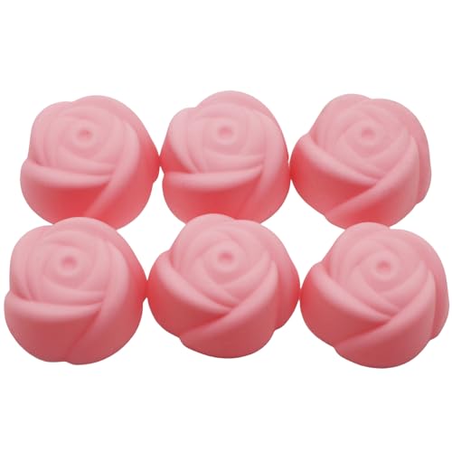 HSU'S Silikon-Muffinförmchen, Silikonformen für Muffins und Cupcakes, Förmchen aus hochwertigem Platinsilikon mit Antihaft-Eigenschaften-Rose - spülmaschinengeeignet, Menge: 1 x 12er Set (Rose) von HSU'S