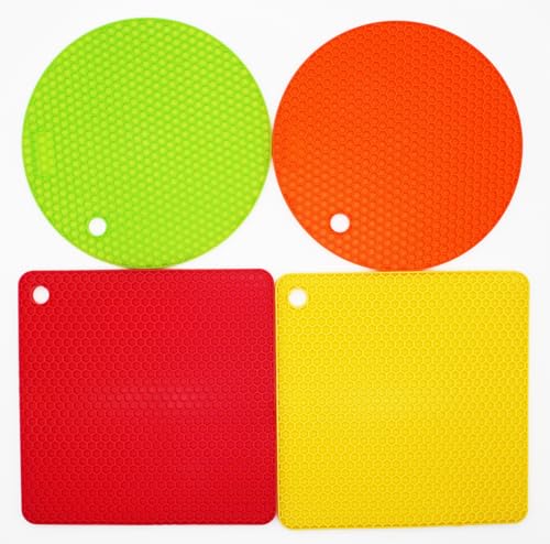 HSU'S Silikon-Topfuntersetzer, Wok, Platin-Silikon, hitzebeständig, 4er-Set in Mehreren Farben von HSU'S