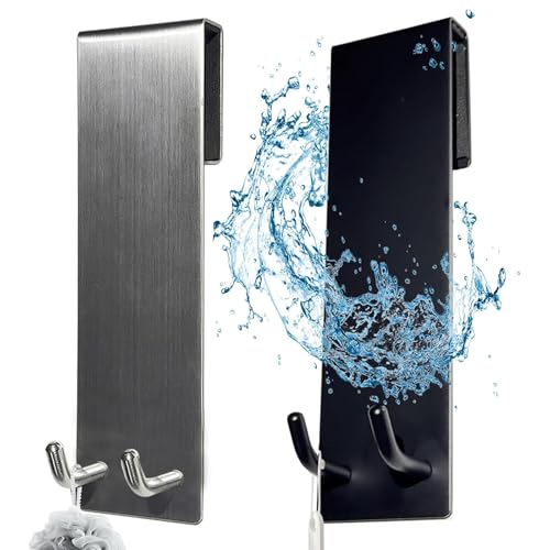 HSUYUN 2 Stück Handtuchhalter Duschwand, Haken Duschwand, 304 Edelstahl Duschhaken Ohne Bohren, Silber und Schwarz, Dusche Glaswand Halterung mit Schutzmatte, Türhaken für Glasstarken von 6-13 mm HSUYUN 2 Stück Handtuchhalter Duschwand, Haken Duschwand, 304 Edelstahl Duschhaken Ohne Bohren, Silber und Schwarz, Dusche Glaswand Halterung mit Schutzmatte, Türhaken für Glasstarken von 6-13 mm von HSUYUN