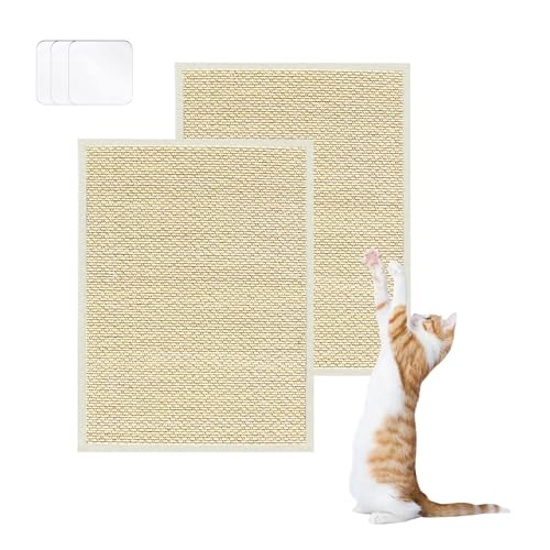 HSUYUN 2 Stück Kratzbretter Katze Wand, 30 x 40 cm Katzenkratzbretter, Selbstklebend Katzen Kratzmatte, Kratzpappe Katze, mit 8 Teilen Doppelseitiger Klebstoff, für Wände, Fliesen, Ledersofas von HSUYUN