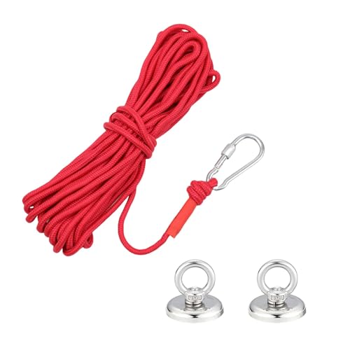 HSUYUN 2 Stück-Set Magnet Fischen, 36 mm Magnetfischen Magnet mit Ring, Magnete mit Öse 46kg Tragkraft, Magnethaken mit Karabiner - für Garage, Küche, Schiffsreisen von HSUYUN