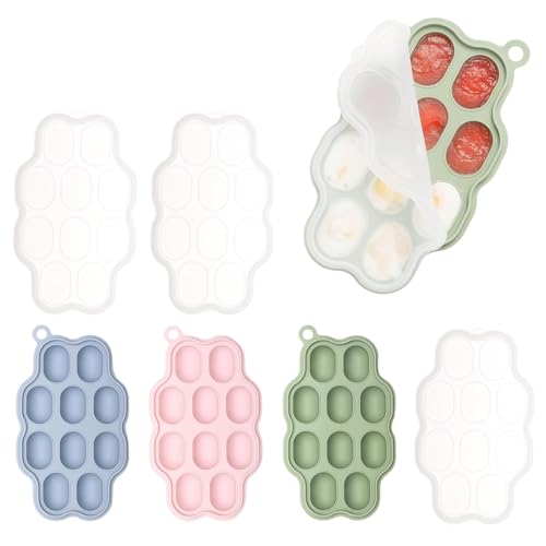 HSUYUN 3 Stück Silikon Eiswürfelform, Silikon-Eiswürfelform Babybrei, 3 Farben Eiswürfelbehälter Babybrei, für Herstellung von Schokolade oder zur Aufbewahrung von Babyfood von HSUYUN