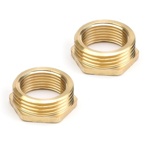 HSUYUN Messing Reduzierstück, 2 Stück 1 auf 3/4 Zoll Adapter, Reduzierung Gewinde-Fitting, Außengewinde auf Innengewinde Nippel, AG/IG Reduzierung, Geeignet für Wasser- und Gasleitungsarmaturen von HSUYUN