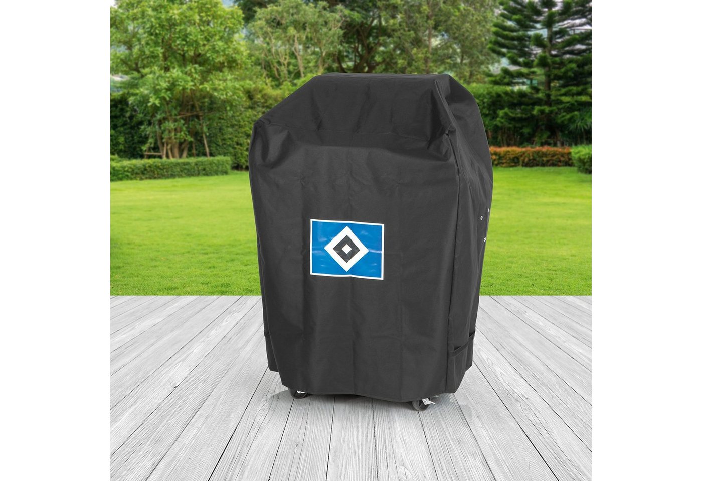 HSV Grillabdeckhaube Wetterschutzhaube M - schwarz mit Logo - 80 x 60 x 100 cm von HSV