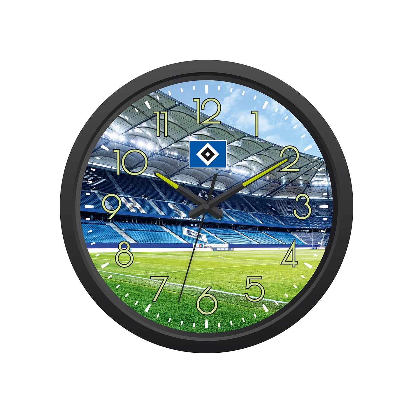 Wanduhr "Glow in the dark" mit Logo von HSV