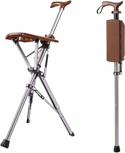 HSWOYEA Faltbarer Gehstock mit Sitz - 330 lbs Tragfähigkeit, Schwarz, Aluminiumlegierung, Kunststoffgriff, Gummifuß, 1 Stück HSWOYEA Faltbarer Gehstock mit Sitz - 330 lbs Tragfähigkeit, Schwarz, Aluminiumlegierung, Kunststoffgriff, Gummifuß, 1 Stück von HSWOYEA