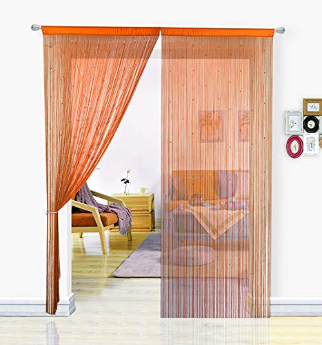 HSYLYM, Perlenvorhang für Türen, Wohnzimmer, als Raumteiler oder Dekoration, Polyester, Orange, 90x200cm von HSYLYM