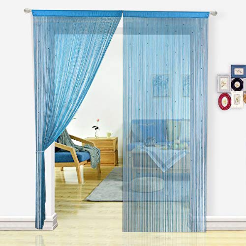 HSYLYM, Perlenvorhang für Türen, Wohnzimmer, als Raumteiler oder Dekoration, Polyester, blaugrün, 90x245cm von HSYLYM