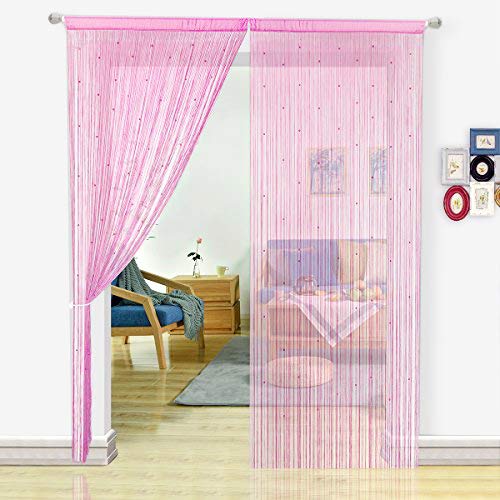 HSYLYM, Perlenvorhang für Türen, Wohnzimmer, als Raumteiler oder Dekoration, Textil, Pink, 90x200cm von HSYLYM
