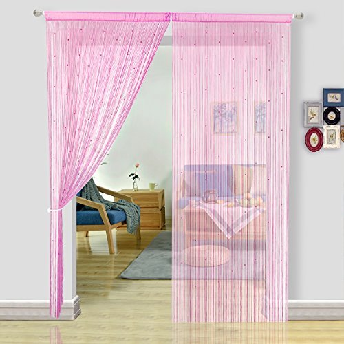 HSYLYM, Perlenvorhang für Türen, Wohnzimmer, als Raumteiler oder Dekoration, Textil, Pink, 90x245cm von HSYLYM