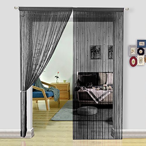 HSYLYM, Perlenvorhang für Türen, Wohnzimmer, als Raumteiler oder Dekoration, Textil, Schwarz, 244x229cm von HSYLYM