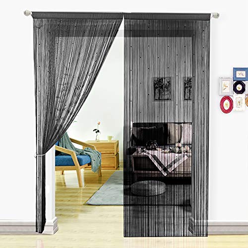 HSYLYM, Perlenvorhang für Türen, Wohnzimmer, als Raumteiler oder Dekoration, Textil, Schwarz, 90x245cm von HSYLYM