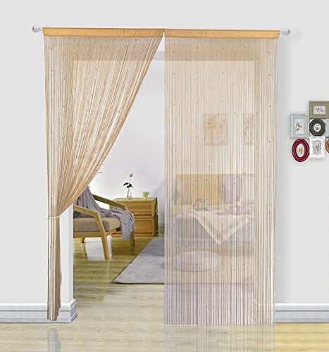 HSYLYM, Perlenvorhang für Türen, Wohnzimmer, als Raumteiler oder Dekoration, Textil, beige, 90x200cm von HSYLYM