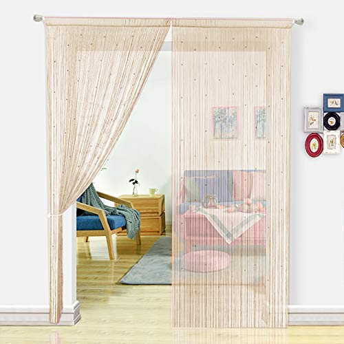 HSYLYM, Perlenvorhang für Türen, Wohnzimmer, als Raumteiler oder Dekoration, Textil, champagnerfarben, 90x200cm von HSYLYM