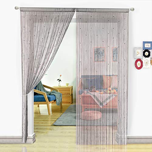 HSYLYM, Perlenvorhang für Türen, Wohnzimmer, als Raumteiler oder Dekoration, Textil, grau, 90x200cm von HSYLYM