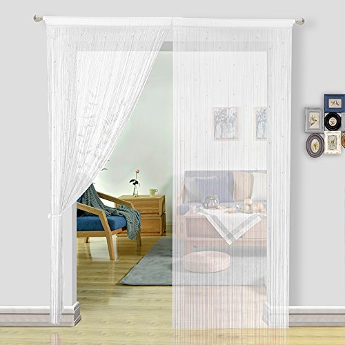 HSYLYM, Perlenvorhang für Türen, Wohnzimmer, als Raumteiler oder Dekoration, Textil, weiß, 244x229cm von HSYLYM