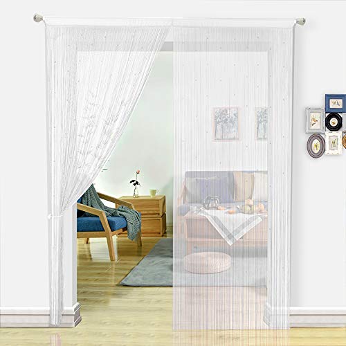 HSYLYM, Perlenvorhang für Türen, Wohnzimmer, als Raumteiler oder Dekoration, Textil, weiß, 90x200cm von HSYLYM