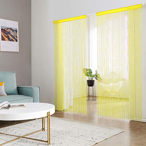 HSYLYM Perlenvorhang für Türen Wohnzimmer als Raumteiler oder Dekoration Textil,Gelb,90x200cm von HSYLYM