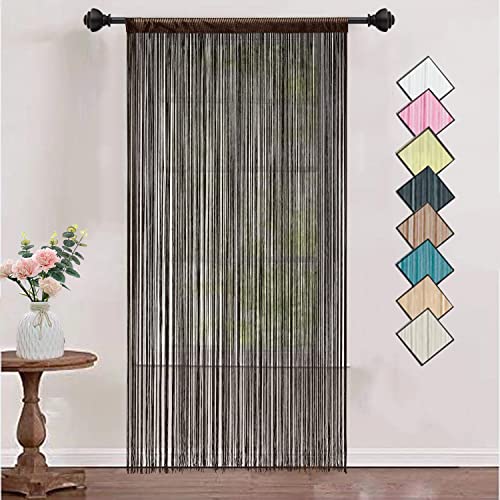 HSYLYM Stricken String Vorhang Platten Dichte Polyester Fringe Vorhang Fliegengitter Teiler für Tür Fenster Dekor,Kaffee,90 x 200 cm von HSYLYM
