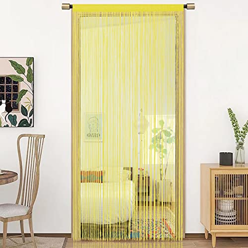 HSYLYM String Türvorhang Fensterdekoration Raumteiler Dekoration Einzelvorhang für Fenster 90x200cm Sanftes Gelb von HSYLYM