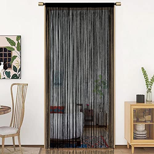 HSYLYM String Türvorhang Fensterdekoration Raumteiler Dekoration Einzelvorhang für Fenster 90x200cm Schwarz von HSYLYM