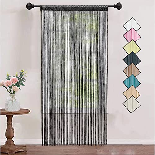 HSYLYM String Vorhänge Dichte Dekorative Verwendung Single Door Vorhang für Windows,Schwarz,90 x 200 cm von HSYLYM