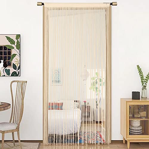 HSYLYM Türvorhang Fenstervorhänge Türdekorationen Raumteiler Dekorationen für Zimmertüren, Wandschrank, Party und Möbel, einteiliges Design 90x245cm Beige von HSYLYM