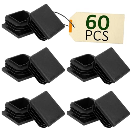 60 Stück Lamellenstopfen 20x20mm für Vierkantrohr, Schwarz Quadratstopfen Kunststoff, Blindstopfen Wasserleitung, Stopfen, Endstopfen Quadratisch zur Stühle Regale Rohrabdeckung von HSYTEK