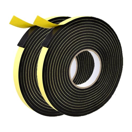HSYTEK 2 Stück Dichtungsband Selbstklebend Wasserdicht, 2mm*8mm*10m Kompriband, Moosgummi Selbstklebend, Dichtband für Tür Fenster, Türdichtung, Wetterfest, Anti-Kollision, Schalldämmung von HSYTEK