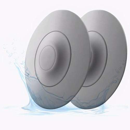 Premium Universal Abflussstopfen - Effektiver Haarschutz & Leichtreinigung - 2er Set für Waschbecken & Badewanne - Von HSYTEK (Grau) von HSYTEK