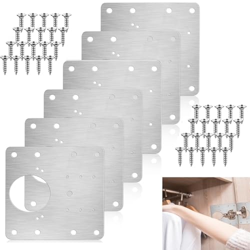 Scharniere für Schranktüren, Scharniere Reparaturplatte, 6 Stück Scharnier Reparaturset,Scharniere für Schranktüren 90 * 90mm Schrankscharnier mit Schrauben für Schränke,Möbel,Fenster,Schrankscharnier von HSYTEK